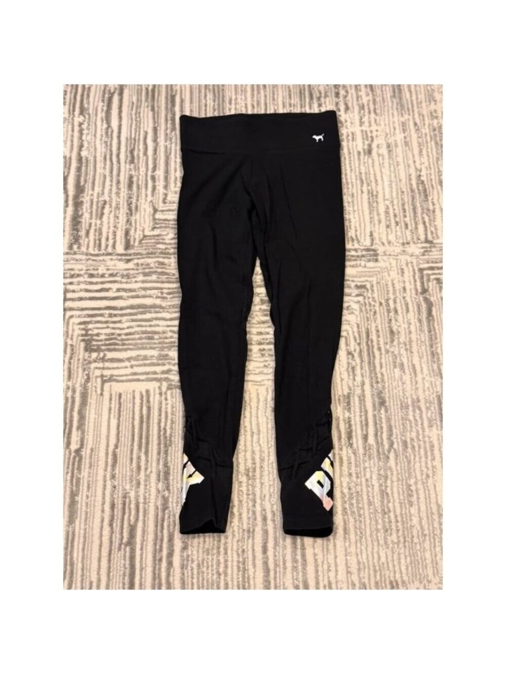 Pink Victoria's Secret Yoga women's small black leggings